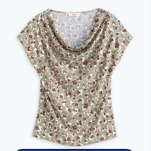 Elegant Floral Cowl Neck Blouse